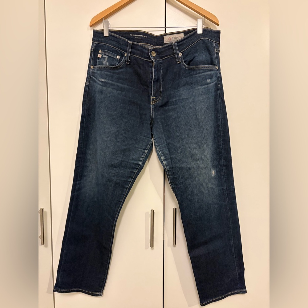 AG Adriano Goldschmied “The Ex-Boyfriend Slim” Women’s Jeans - Dark Blue Wash